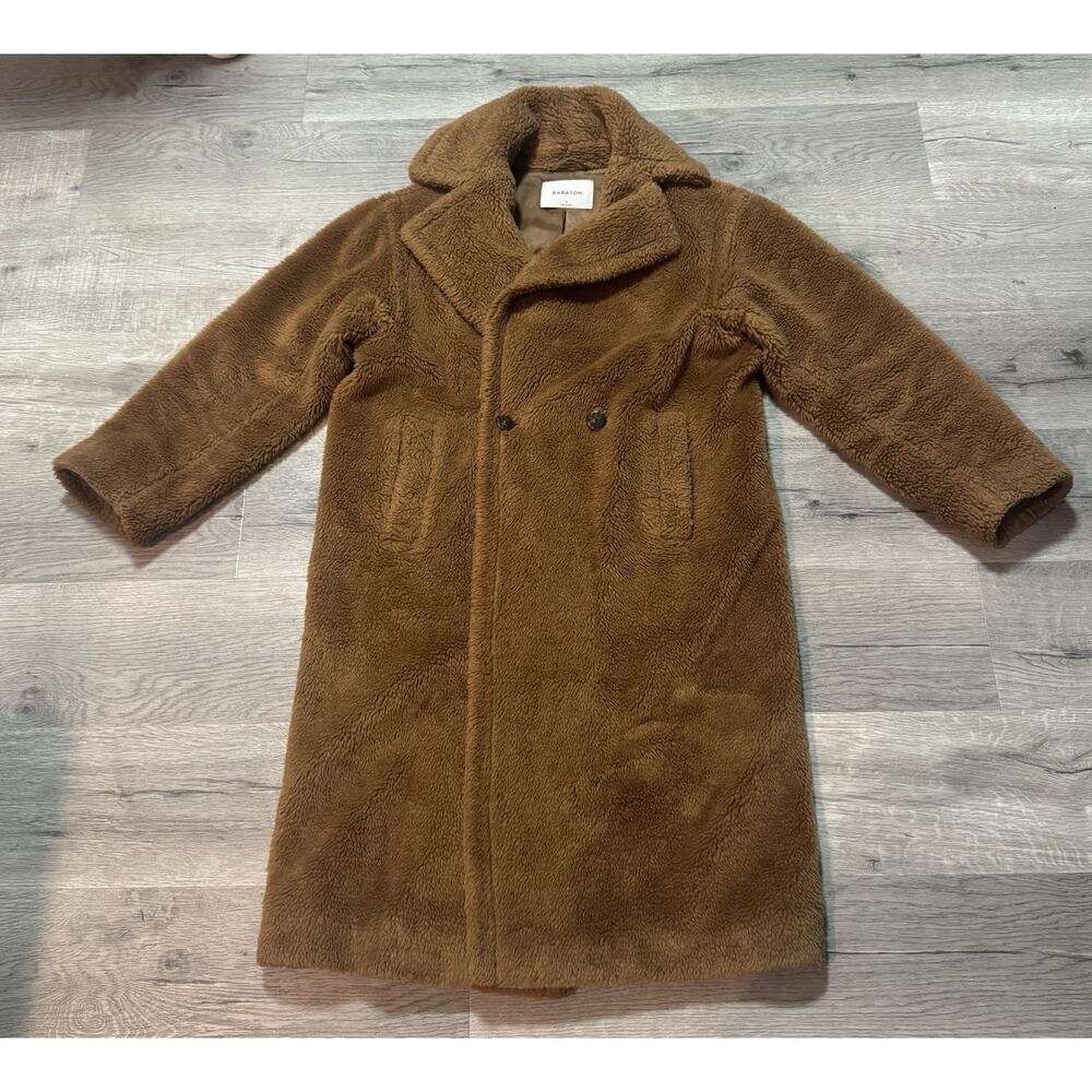 Babaton Sz S The Teddy Coat Brown Long Jacket Aritzia Wool Blend
